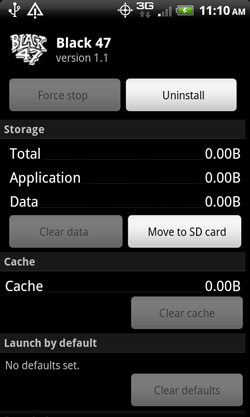 Black 47 App - Uninstall Screenshot